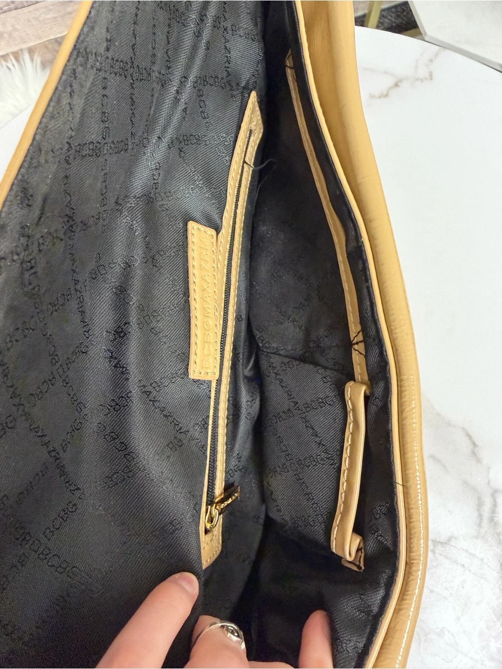BCBG patent leather clutch OS